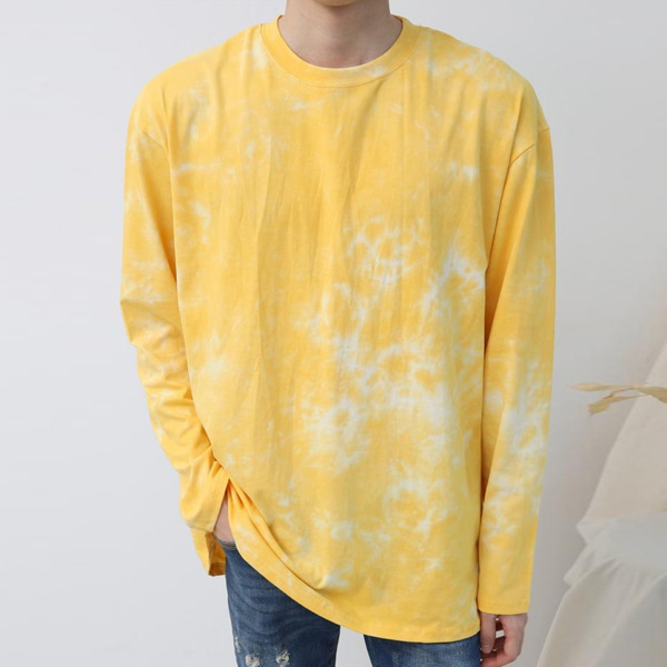 봄 가을 나염 긴팔티셔츠 / 노랑 보라 주황 카키