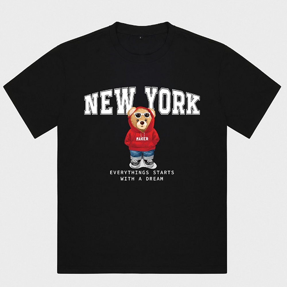 여름 뉴욕 곰 반팔티셔츠 / 화이트 블랙 오트밀 네이비