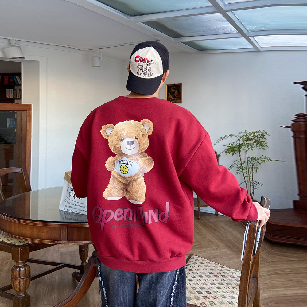 파티 오버핏 마인드 곰 맨투맨티셔츠