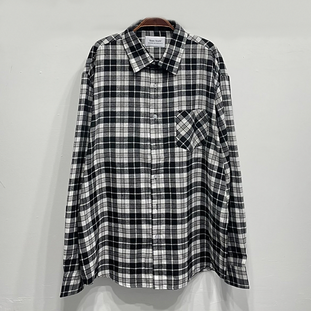 봄코디 오버핏 흑백 체크 셔츠 남방