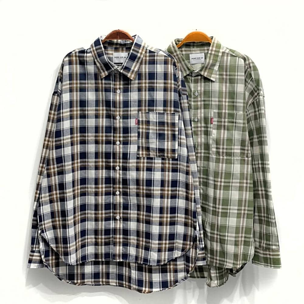 봄코디 오버핏 타탄 체크 셔츠 남방
