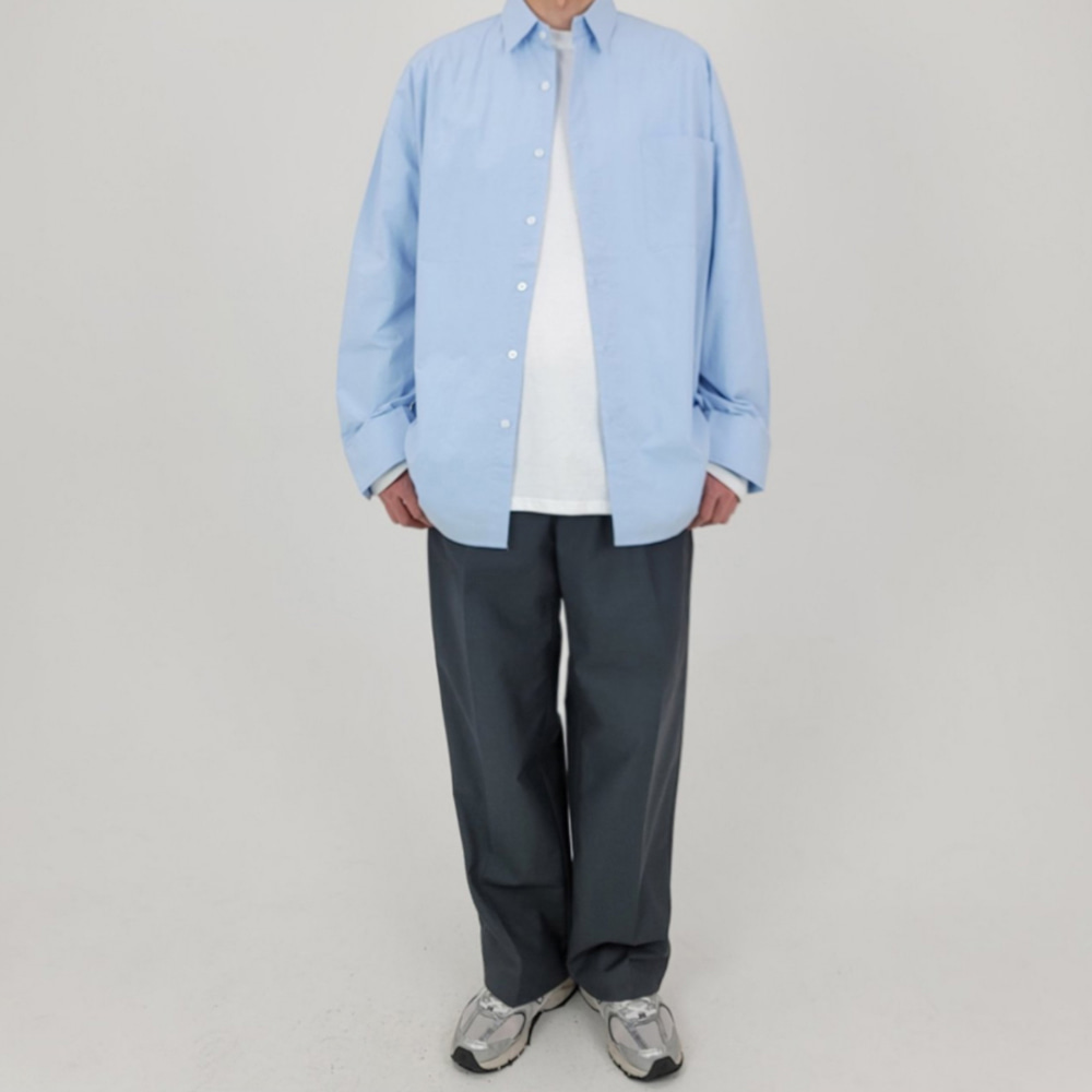 봄 가을 오버핏 워싱 박시 셔츠 남방 / 흰 베 검 소라 연보라 파랑