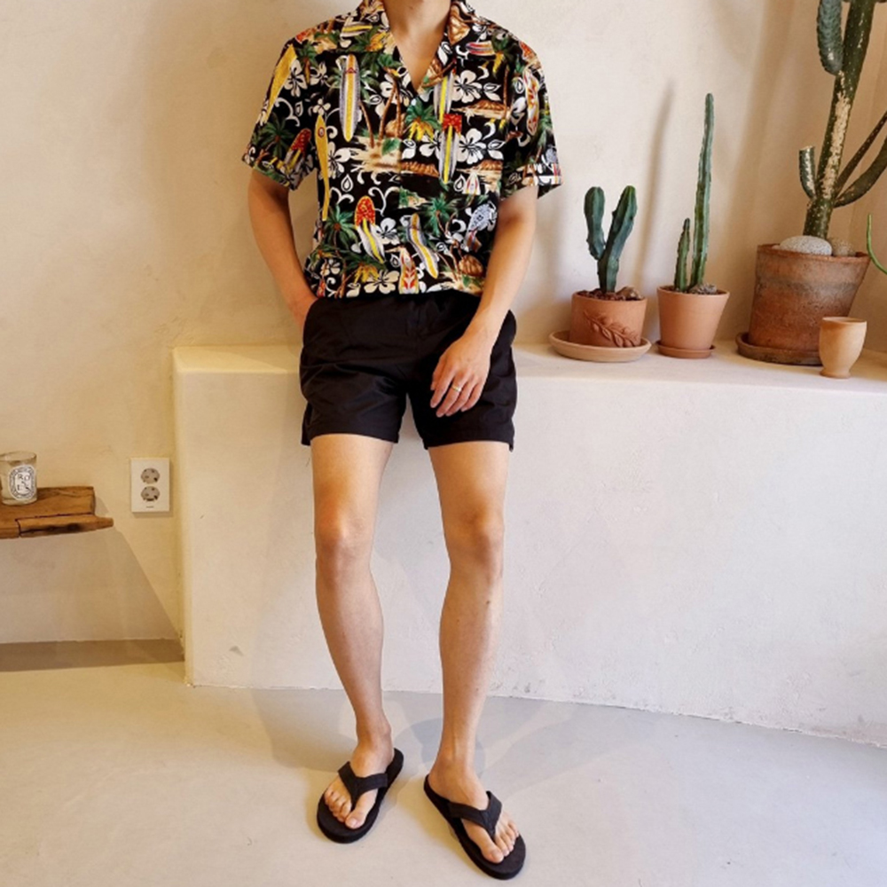 여름 바캉스 우븐 스윔 바지 수영복 반바지 / 레드 블랙 스카이블루 옐로우 오렌지