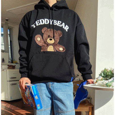 신상 오버핏 밍크 곰 후드티셔츠
